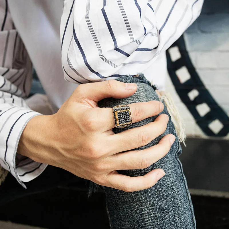 Крутое квадратное кольцо из нержавеющей стали в стиле панк мужское