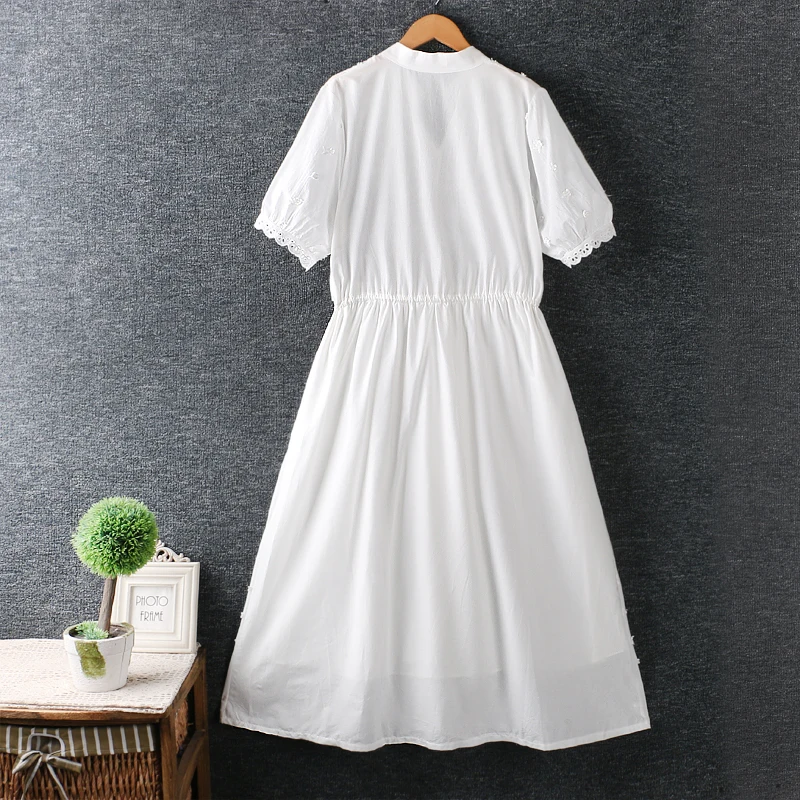 

dresses for women 2021 midi elegant dress short sleeve solid embroidery flower summer dress