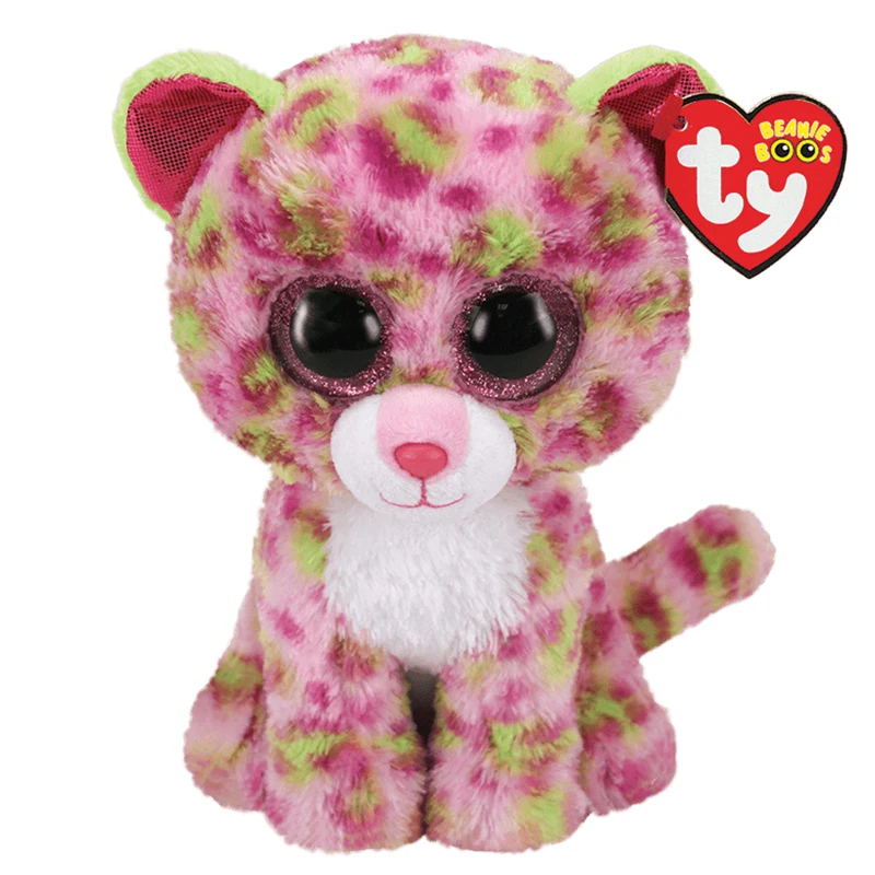 

15 CM Ty Beanie Big Eyes Cute Lainey Fluorescent Green Ears Leopard Plush Toy Stuffed Animal Doll Birthday Gift for Boy and Girl