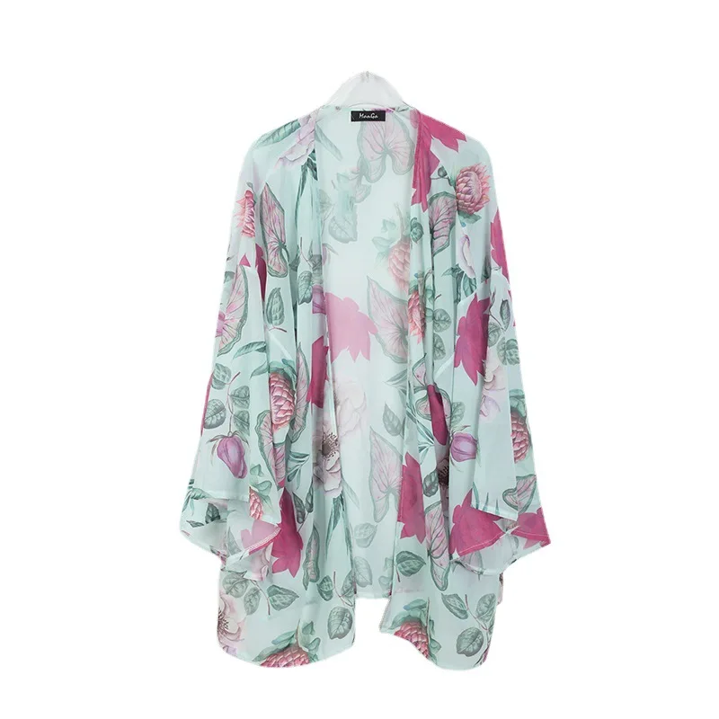 Накидка с рукавами летучая мышь и цветочным принтом для женщин Новинка лета 2022