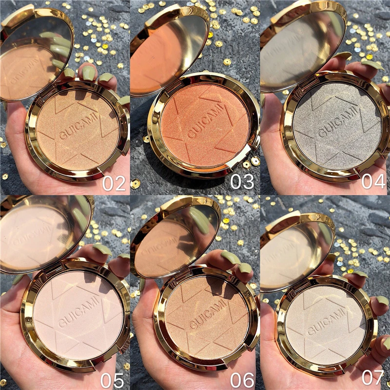 Палитра хайлайтеров для запеченного лица 7 цветов мерцающий Блестящий