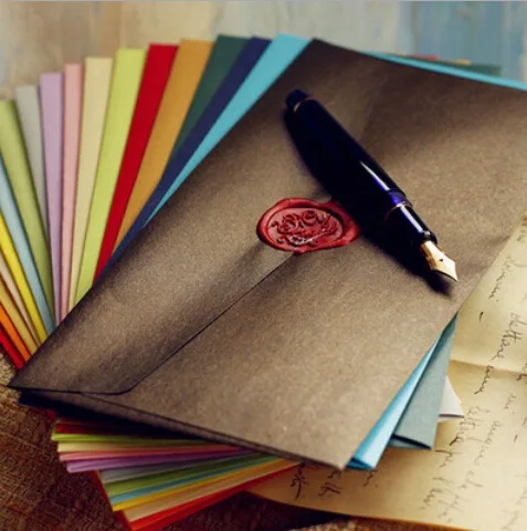 

100pcs Colorful gorgeous envelope 22*11CM vintage envelope Wedding Party Invitation Envelope For Thanks Giving Gifts