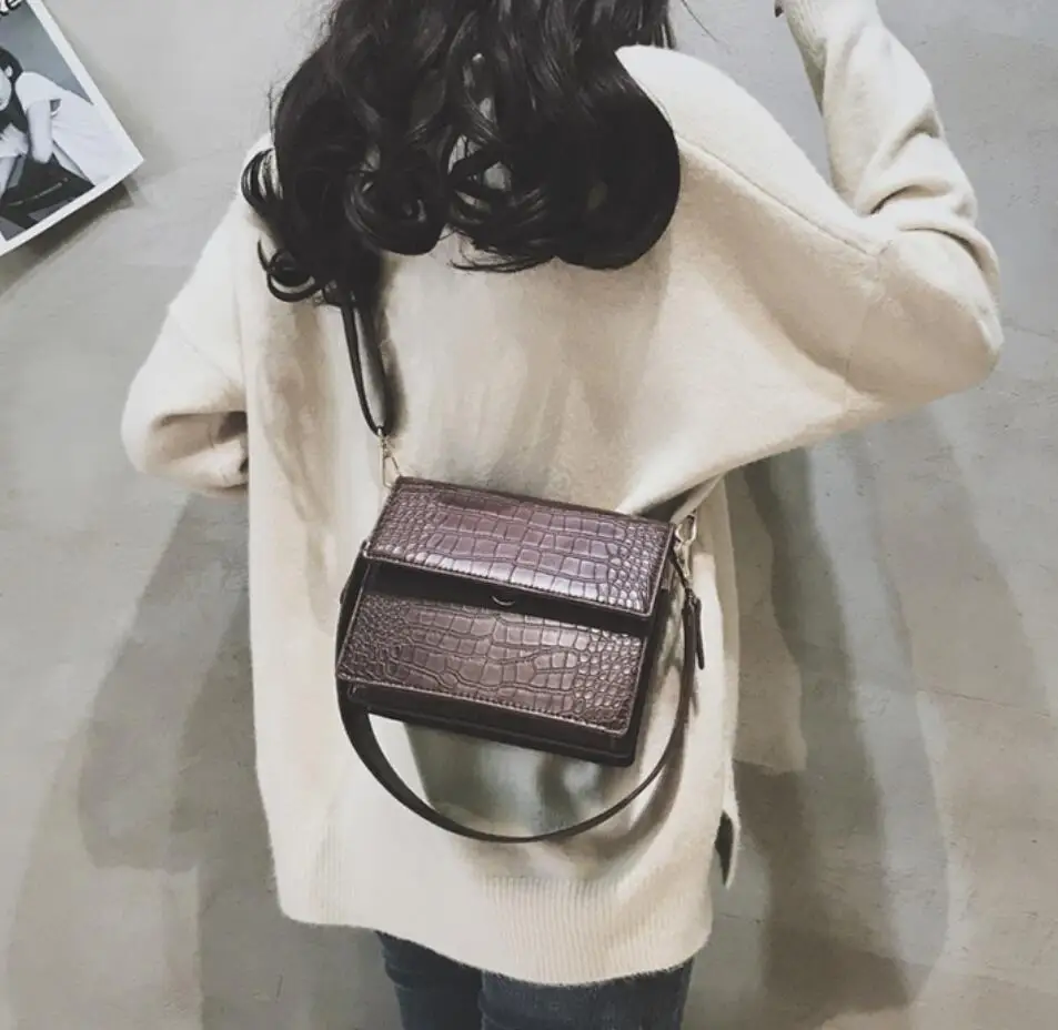 Luxury design women bag novelty of 2020 high quality faux leather crocodile pattern shoulder | Багаж и сумки