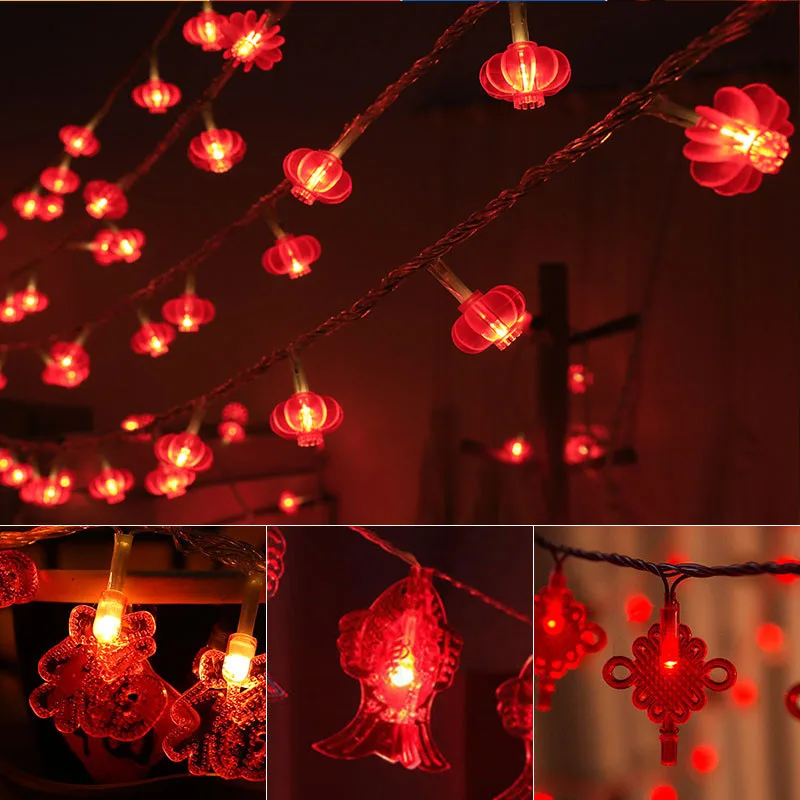 

Традиционный китайский узел Красный фонарь светодиодная гирлянсветильник на батарейках праздвечерние чные принадлежности Весна фестивал...