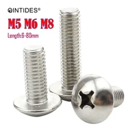 qintides m5 m6 m8 crosss recessed mushroom screws 304 stainless steel truss screw phillips screws