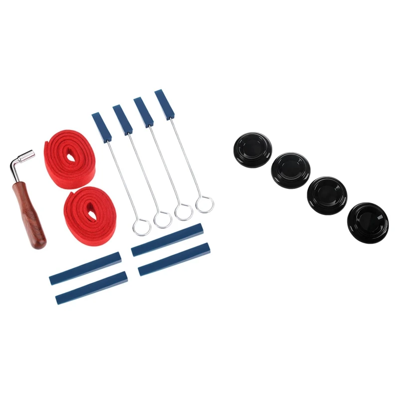 

11 Pieces Piano Tuning Fixing Tools Kit with 4Pcs Palstic Upright Piano Leg Cups Foot Pads Set (Black)