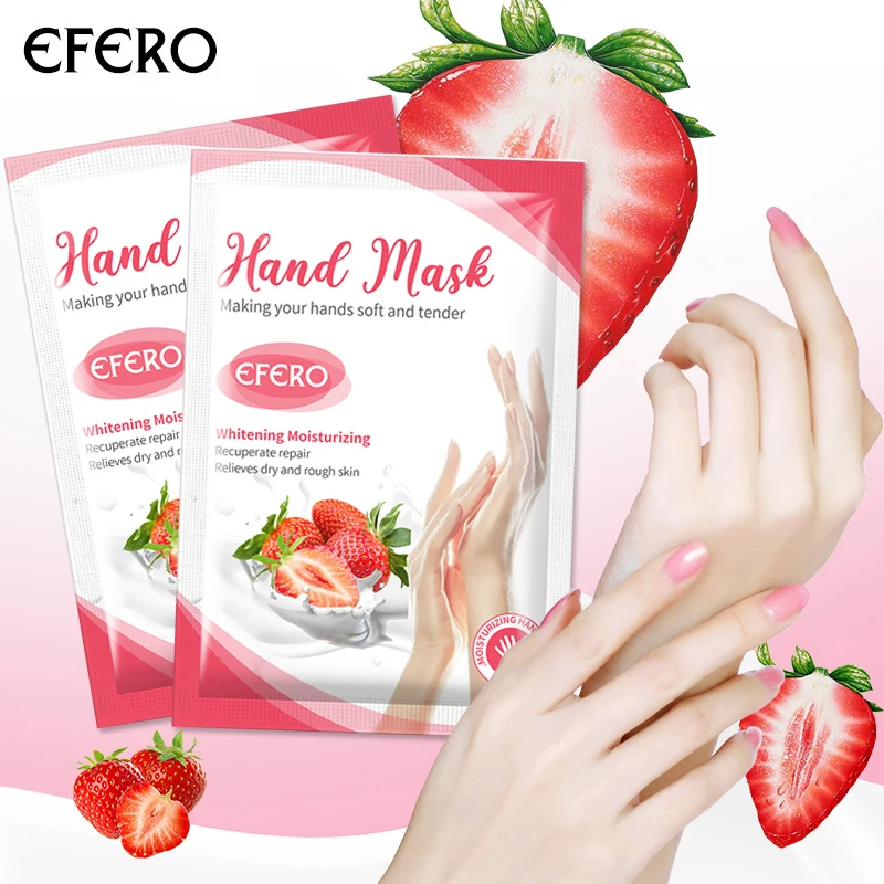 

EFERO 8/6/5Pairs Strawberry Hand Mask Cream Moisturizing Whitening Hand Spa Gloves Dead Skin Remover Hand Mask Skin Care