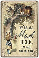 ningfei alice in wonderland poster were all mad here plaques poster for home shop cafe wall decor tin sign metal signs vintage