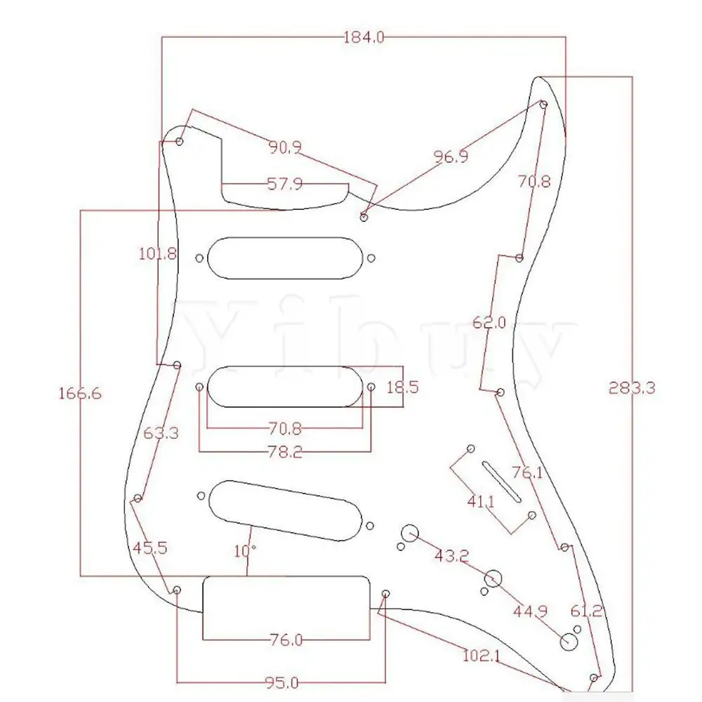 

Yibuy White Pearl 3Ply SSS Loaded Pickguard Pickguard Set for Electric Guitar