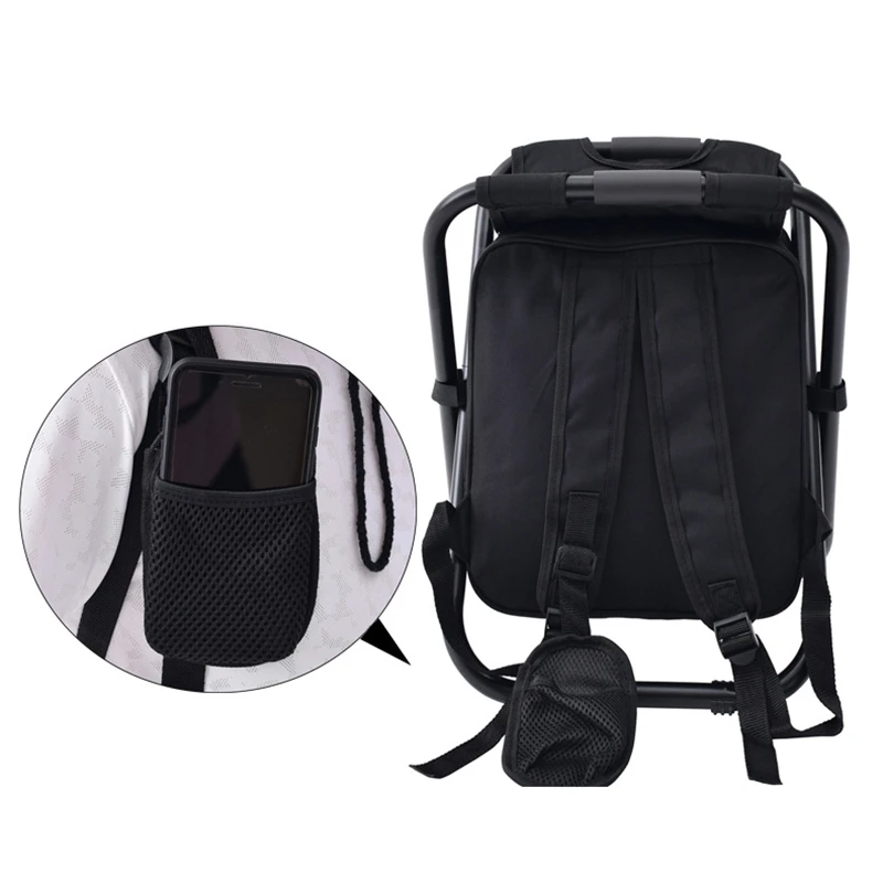 Satin Al 3 In 1 Soğutucu Katlanabilir Balıkçılık Sandalye, Taşınabilir Sırt çantası Açık Yürüyüş Için Olaylar Plaj Balıkçılık Kamp