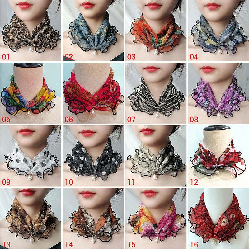 Женский кружевной шифоновый шарф с жемчугом | Тематическая одежда и униформа