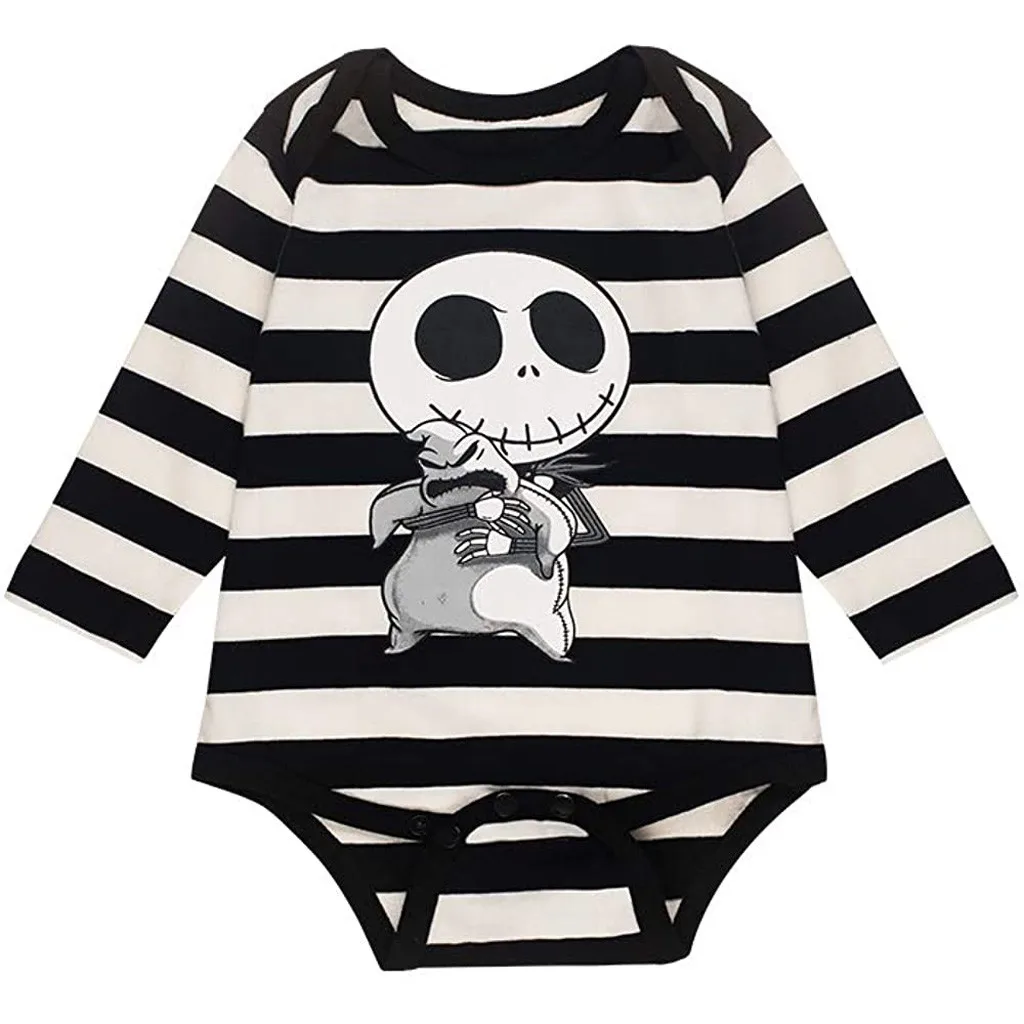 Baby Boy Girl Clothes Newborn Infant Winter Autumn Cartoon Romper Pants Hat Halloween Skull Clothing 3pcs Children Outfits Set | Детская