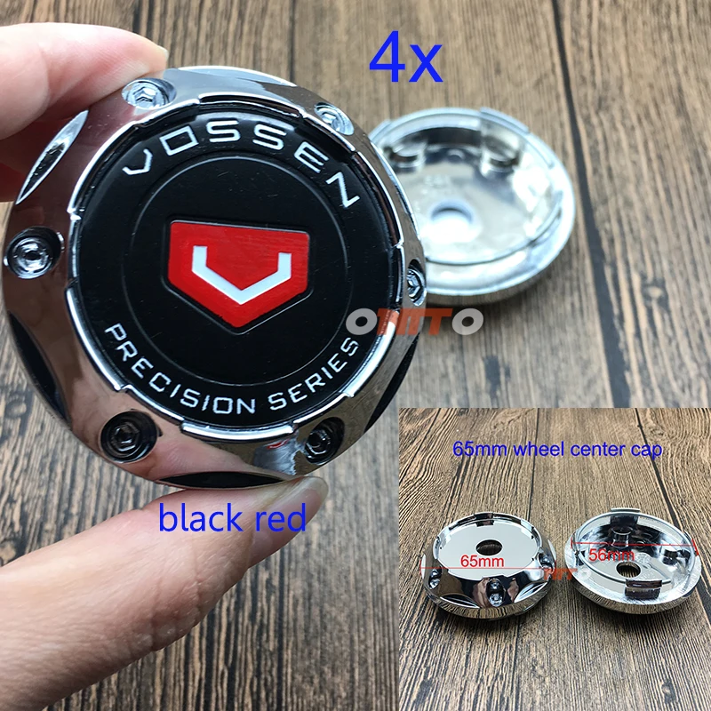 

High Quality Black red 4pcs/set 65mm VOSSEN logo Emblem Sticker Wheel Center Cap Dust-pfoof Car Wheel Hub Cover Cap Auto Styling