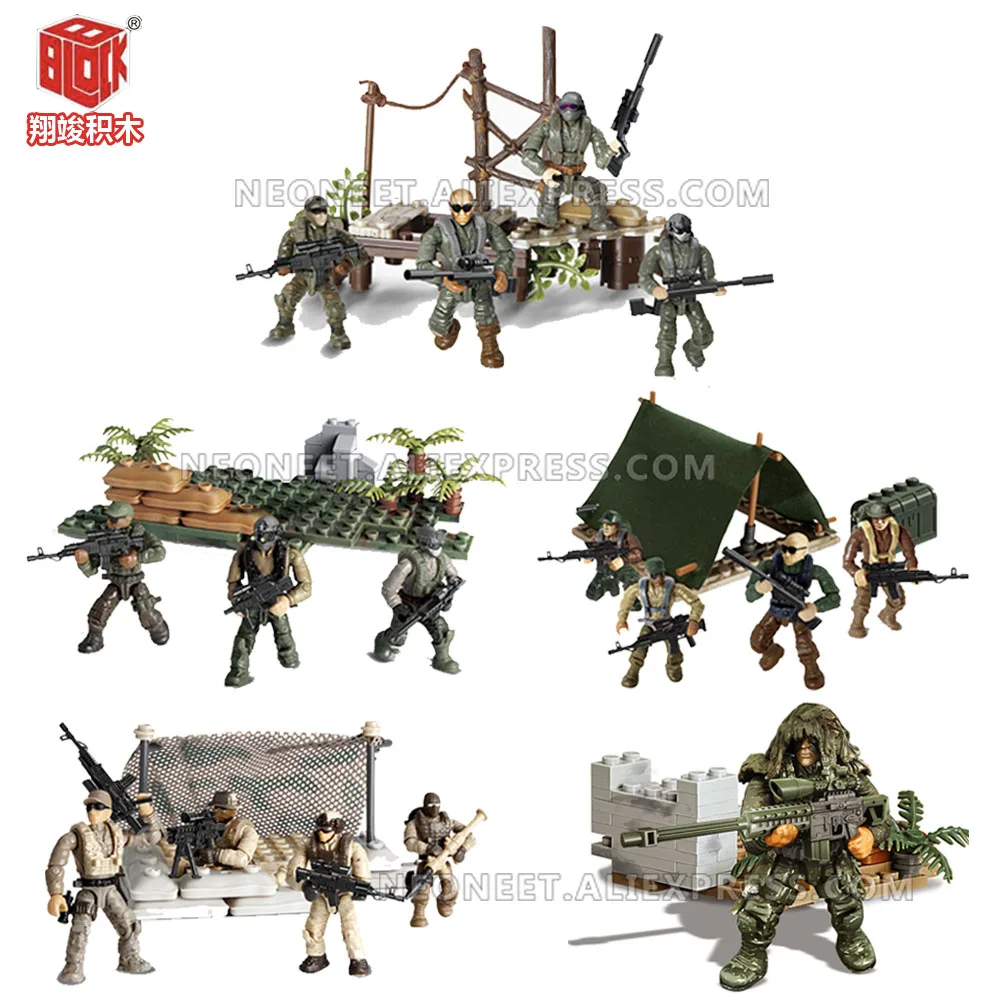 

World War 2 WW2 Army Military Soldier City Police SWAT With Weapon Accessories Figures Building Blocks Army Bricks Kids Toys