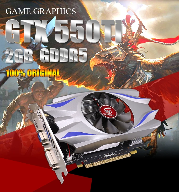 VEINEDA видеокарта GPU GTX550Ti 2 ГБ GDDR5 128 бит 783/3400 МГц для NVIDIA GeForce GTX550Ti 2 Гб