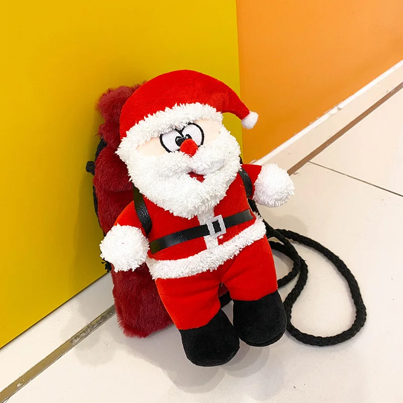 

Christmas Plush Women Shoulder Bag Soft Small Sweet Hit Cute Womens Handbags and Purses Contrast Color Messenger Bags 2021 New