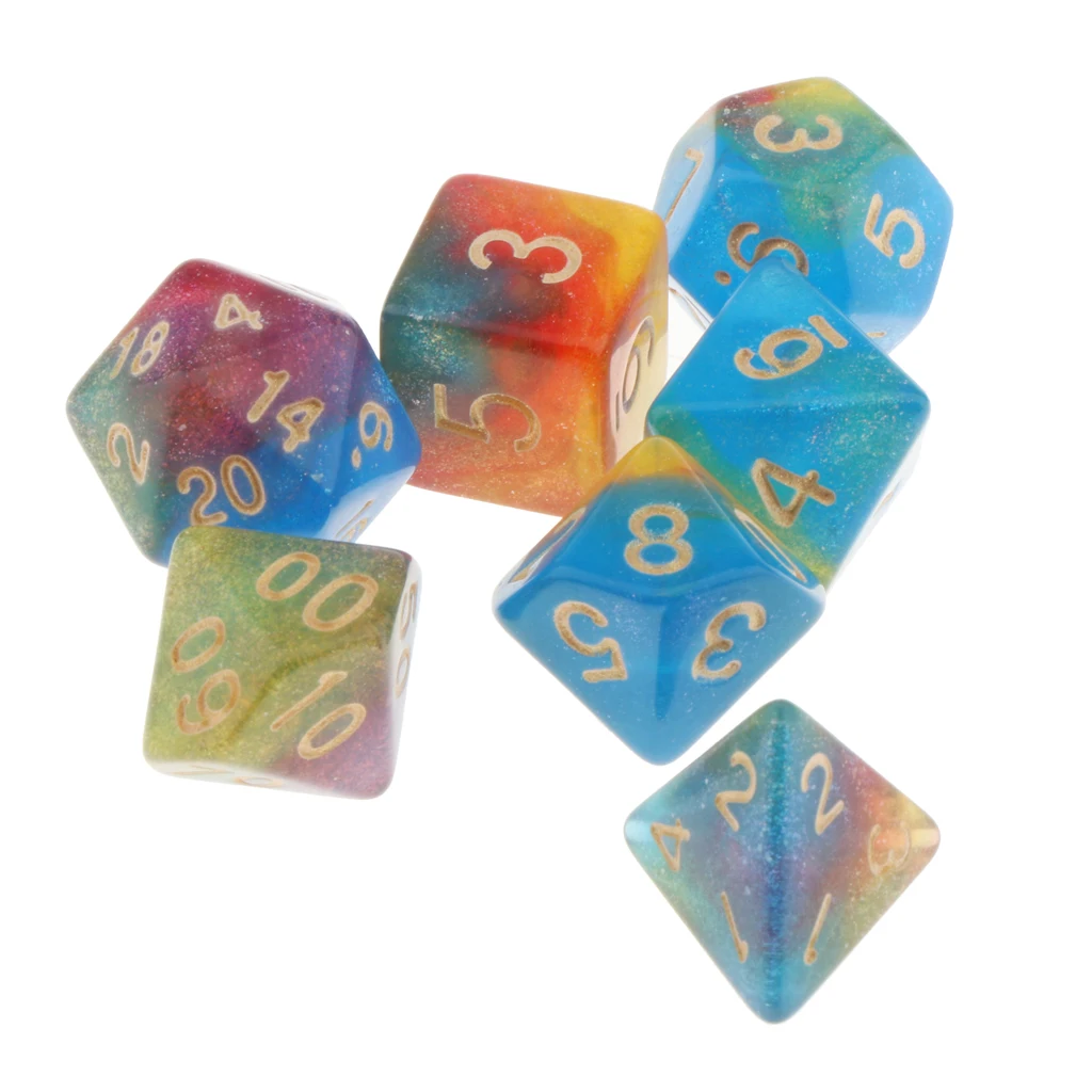 7 шт. многогранный Набор кубиков MTG DND RPG кубик для настольной игры D & ролевые