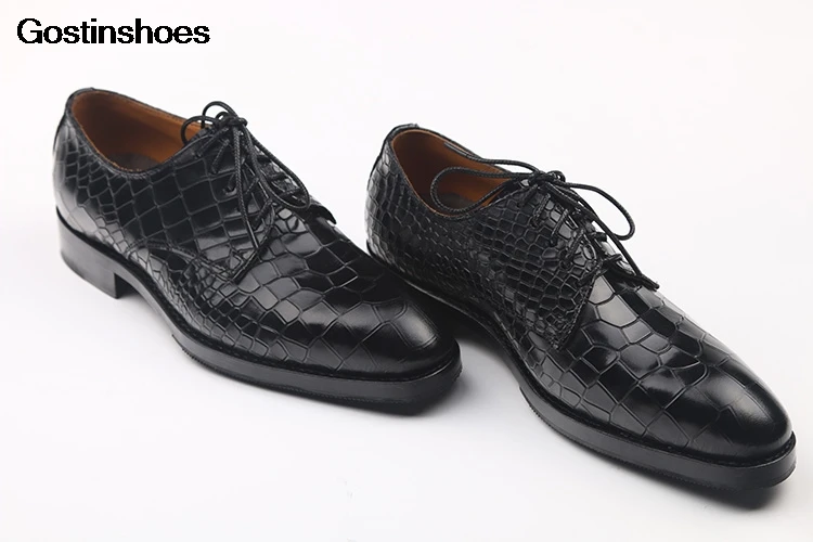 Мужская деловая обувь Модельные туфли из телячьей кожи Ручная работа Узор