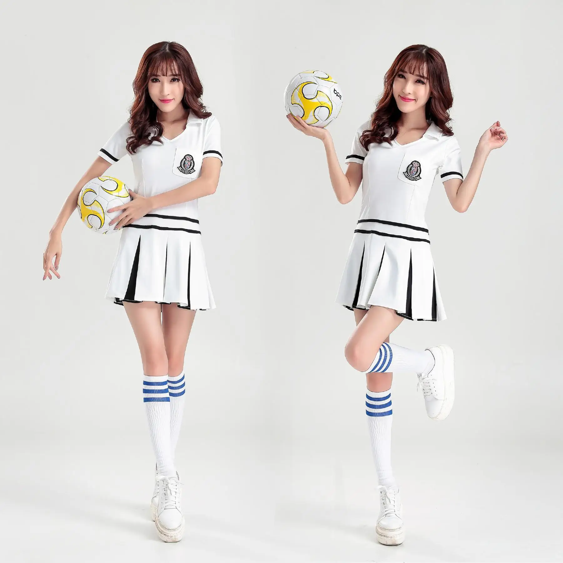 Белый цельный костюм Болельщицы Одежда Футбол Регби Баскетбол Cheer Team девушка