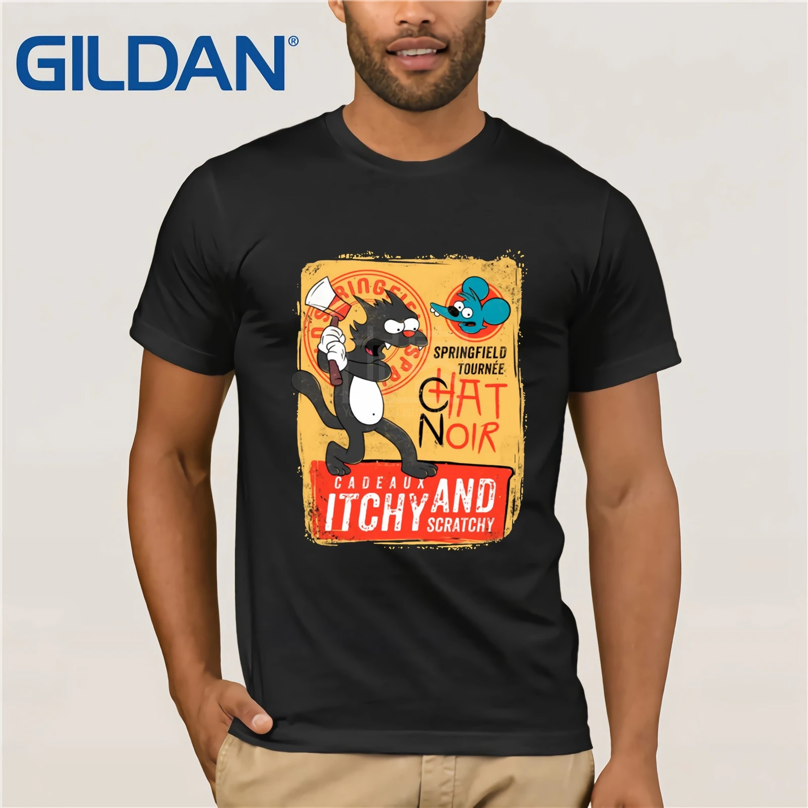 Cadeaux зуд и царапины Симпсоны шоу одежда модная футболка Crewneck 100% хлопок