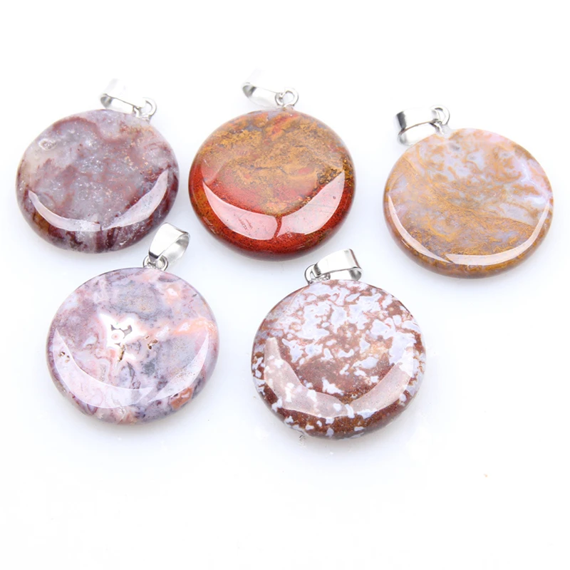 1 шт. круглая форма оптом натуральный камень агатовый опал розовый фиолетовый