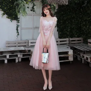 Bridesmaid Dress Female Simple And Generous Fairy Look Thin 2020 New Spring And Summer Pink Girlfriend Dress Bridesmaid Dress Female Simple And Generous Fairy Look Thin 2020 New Spring And Summer Pink Girlfriend Dress