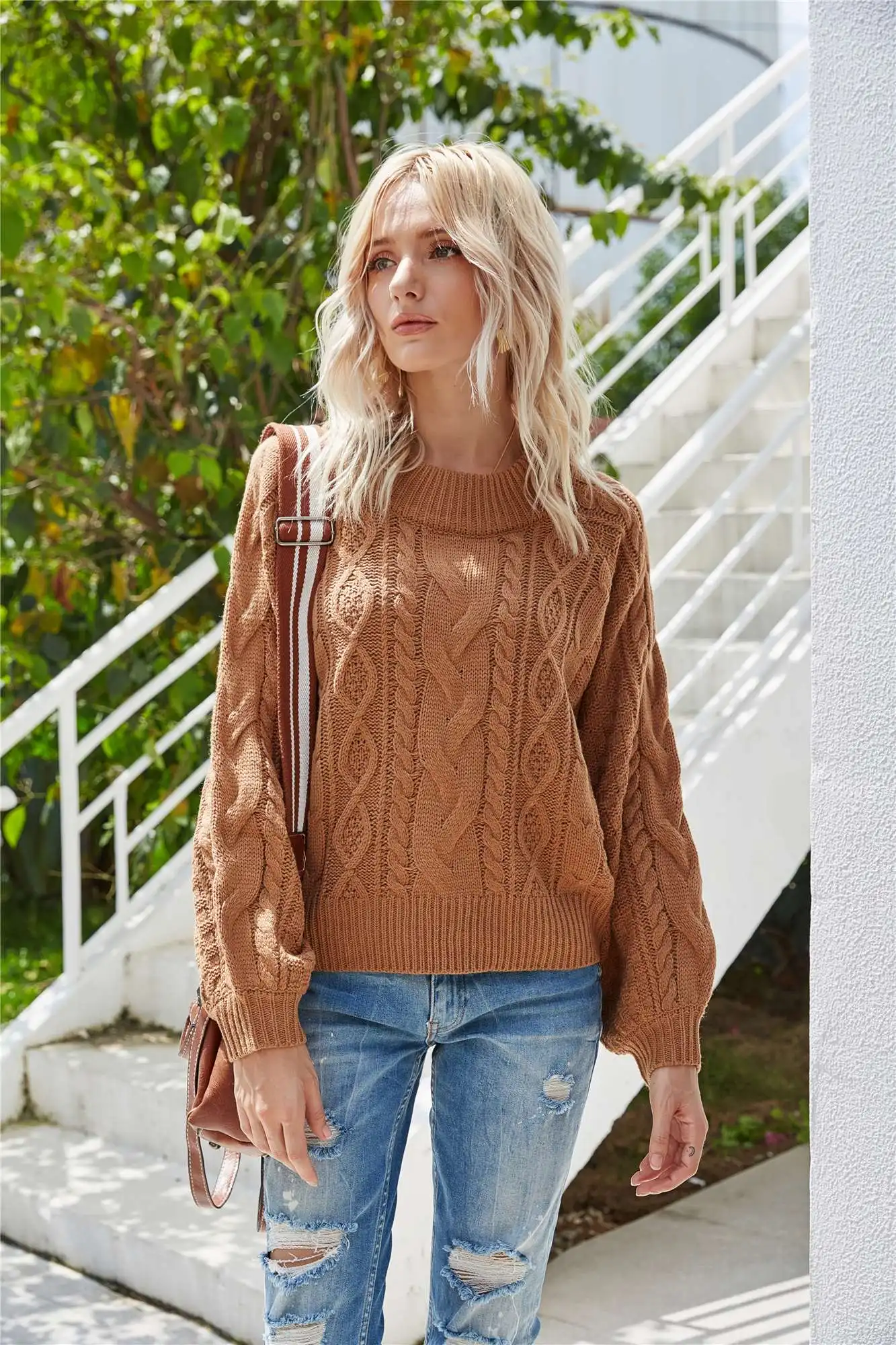 

Модный женский стильный однотонный топ Hirigin 2020 с длинным рукавом, пуловер с круглым вырезом, трикотажная одежда для дам