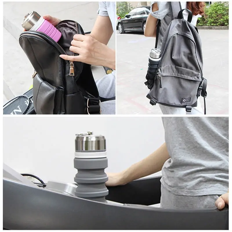 

JOUDOO Silicone 420ml Collapsible Water Bottle Folding Outdoor Travel Sport Drink Protein Shaker Portable Drinkware 35