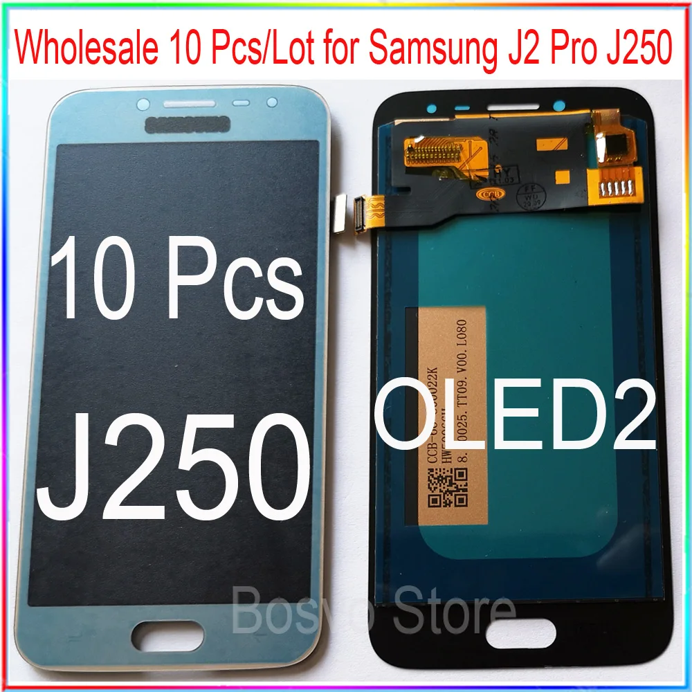 Pantalla LCD para samsung J2 Pro J250, montaje de digitalizador t&aacute;ctil, venta al por mayor, 10 unids/lote-0