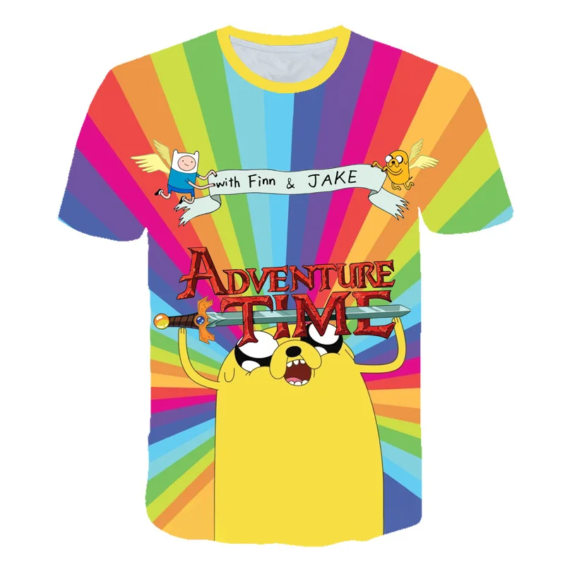Детские футболки с 3D принтом Adventure Time модные летние короткими рукавами