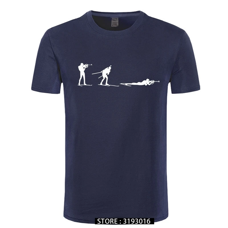 

New Fashion Winter Biathlon T Shirts Men Short Sleeve Cotton Cool Shoot T-shirt Camisetas Tops Men Clothing