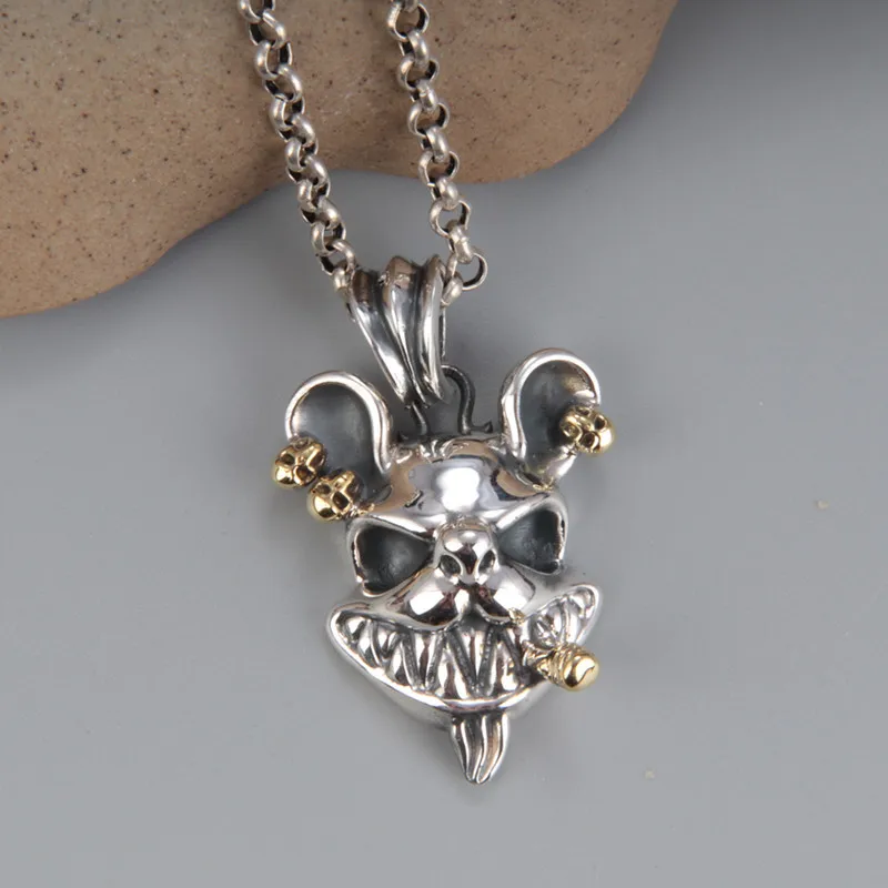 Новинка 2021 г., серебро 100% пробы, модный Индивидуальный кулон BOCAI в виде черепа, мыши, сигары для мужчин и женщин