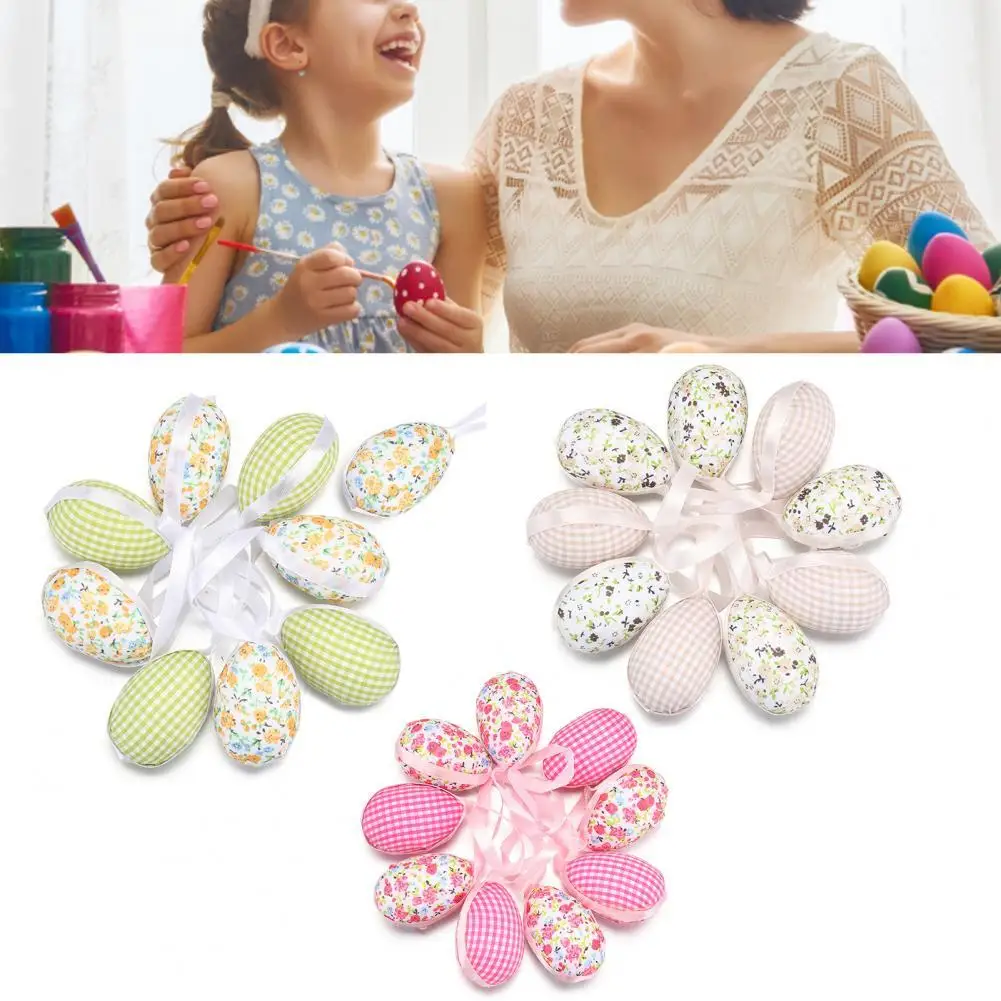 

9Pcs/Pack Hanging Egg Decor Fine Workmanship Polystyrene Styrofoam Mini Happy Easter Colorful Egg Ornament Home Supplies