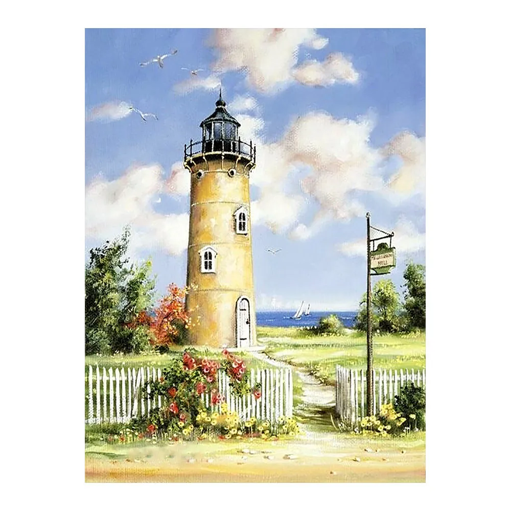 Морской Маяк алмазов картина живописная Круглая Полная выкладка nouveauteбыл Сделай