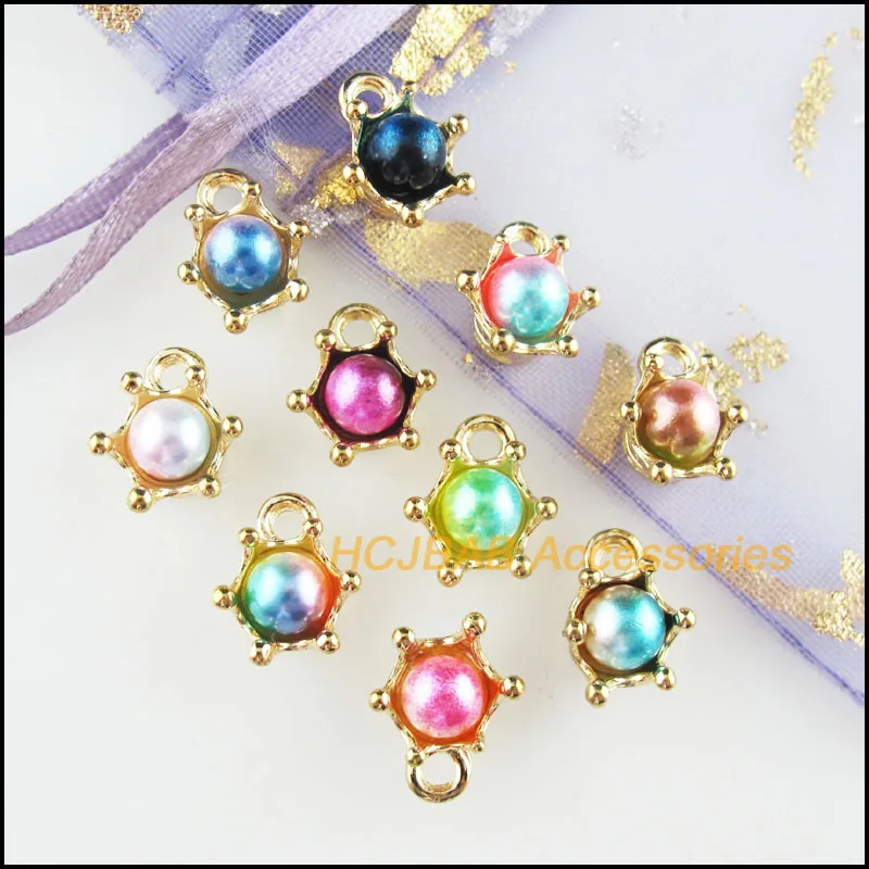 20 новых Подвесок в виде короны Смешанные акриловые подвески форме цветка золотой