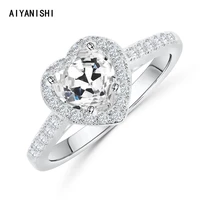 aiyanishi 925 sterling silver wedding ring heart halo finger rings for women silver engagement bridal rings jewelry wholesale