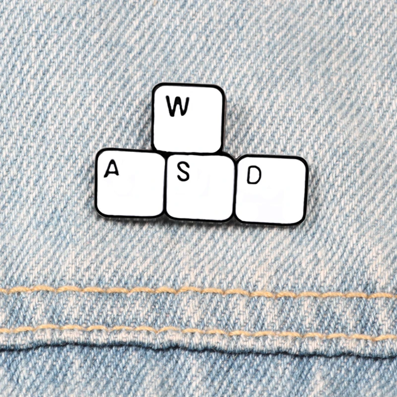 Игровая клавиатура WASD брошь футболка со смешным буквенным блок компьютерная