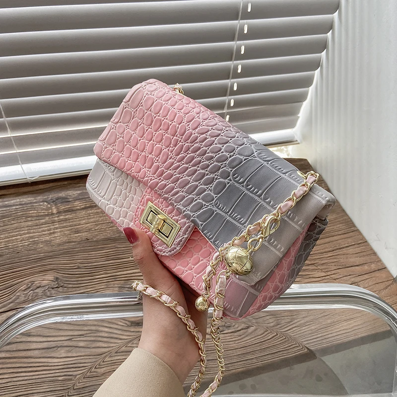 

Chain Quilted Crossbody Bags for Women Luxury Leather Handbags Rhombus Lattice Shoulder Bag ladys summer color Messenger Bag Sac