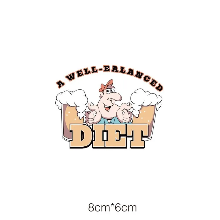 

Cartoon Man Drinking Beer Patch Iron on Letters Patches for Clothing Stickers on Clothes for T-shirt DIY Heat Transfers Applique