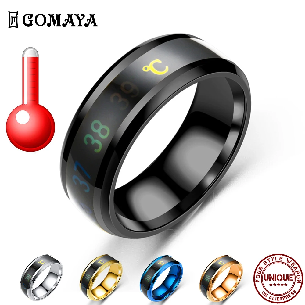 GOMAYA кольцо для отображения температуры из нержавеющей стали интеллектуальные