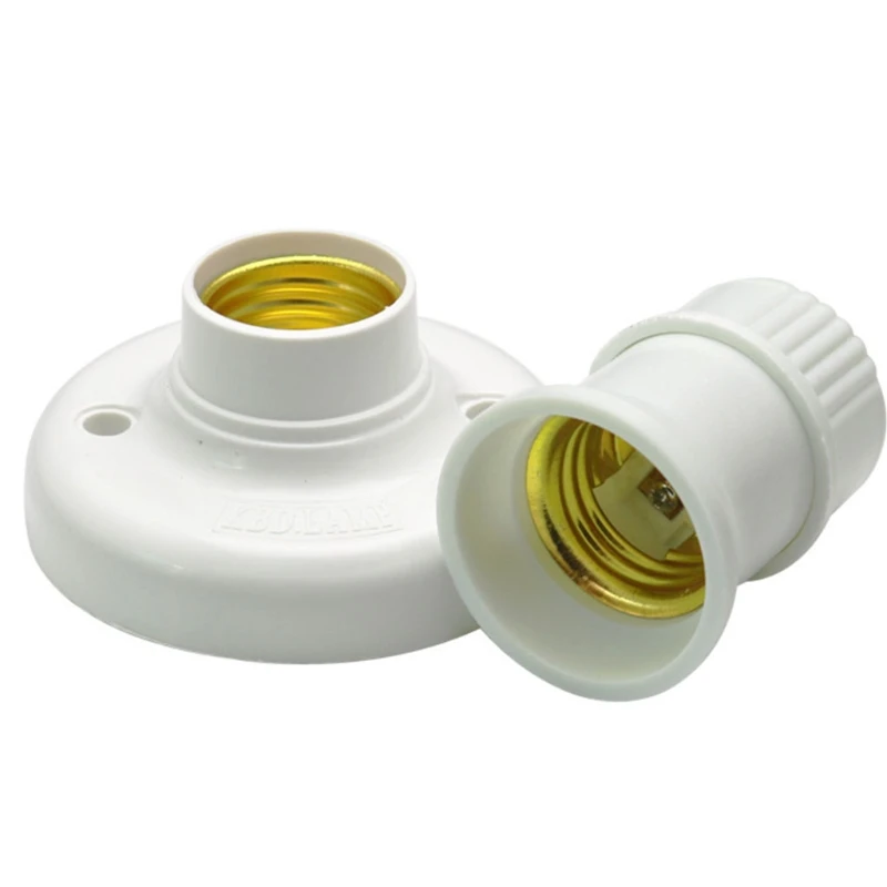 

5 Packs White E-27 Lamp Holder Replacement Round Bulb Lamp Holder 110v—220v Standard Thread Light Socket Easy to Install
