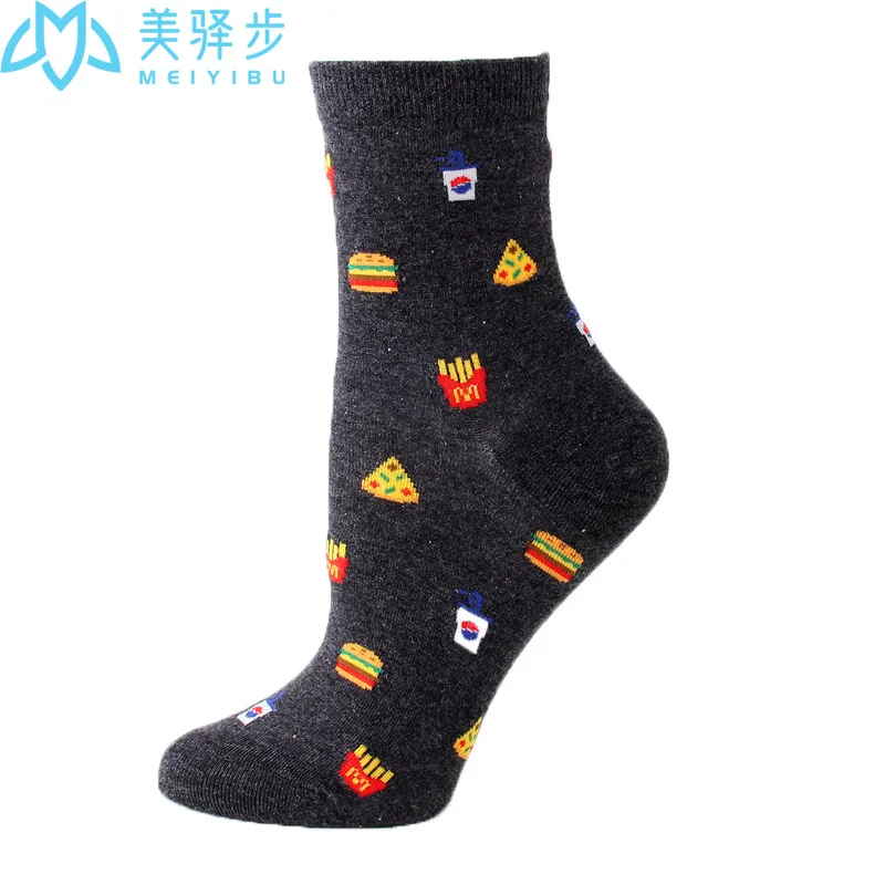 12 Pairs Per Set Cartoon Women's Socks Egg Yolk Bread Food Cartoon Socks Hot Selling Adult Cotton Socks for Female