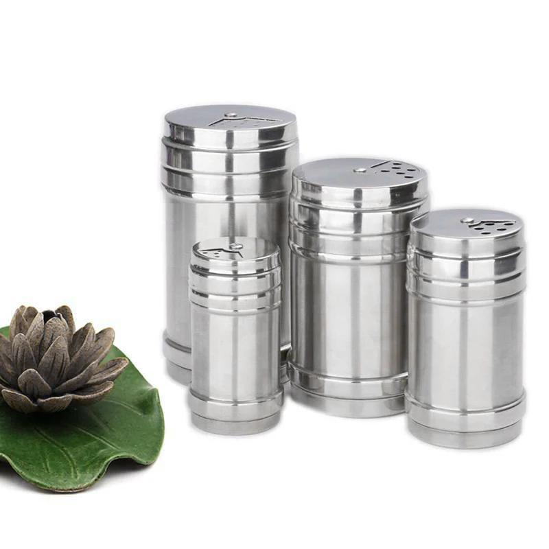 

Stainless Steel Seasoning Jar Salt Sugar Shaker Pepper Bottle Rotating Cover Toothpick Holder Kitchen Gadgets BBQ Spice Storage