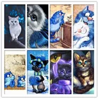 3d Алмазная вышивка животные 5d алмазная живопись синий кот пейзаж полная круглаяквадратная Стразы мозаика вышивка крестиком домашний декор
