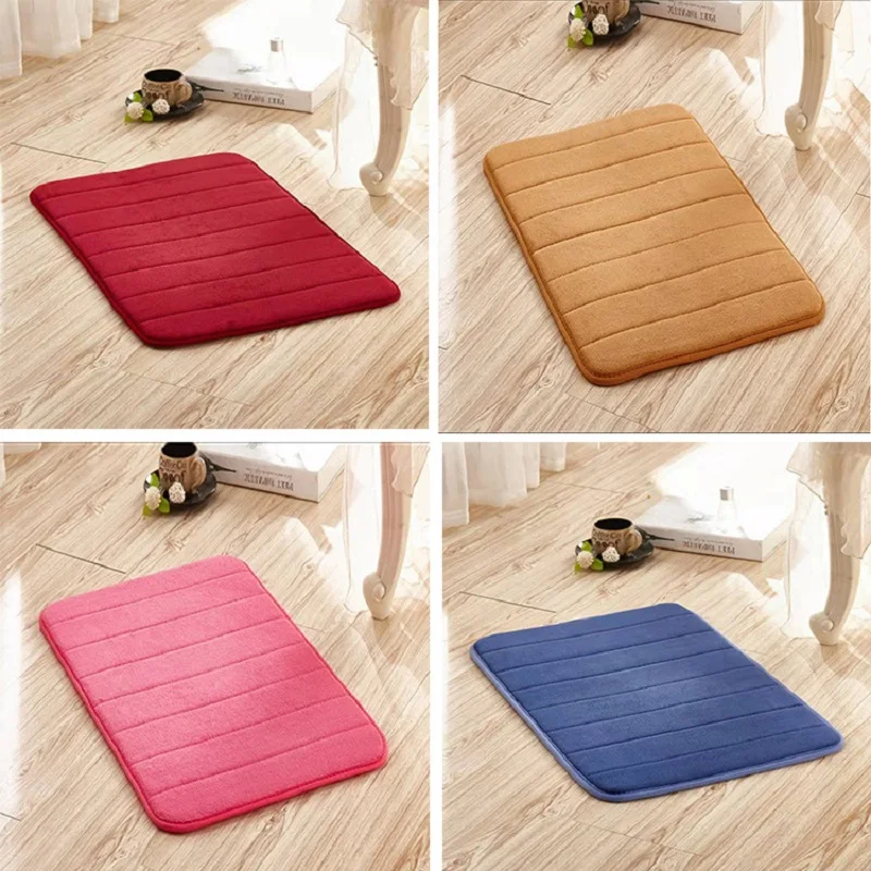 

Memory Foam Bath Mat Coral Fleece Bathroom Carpet Shower Rug Water Absorption Non-slip Absorbent Washable Toilet Floor Carpet