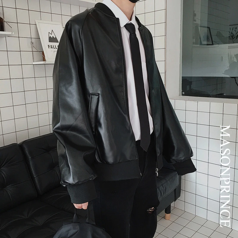 Мотоциклетная кожаная куртка мужская Корейская Молодежная Свободная 2020 осень и