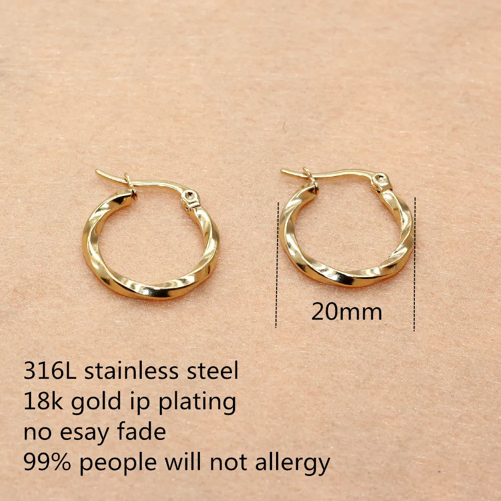

Gold-color IP Plated 20mm Hoop Earrings No Easy Fade Allergy Free Ears Jewelry Accessories