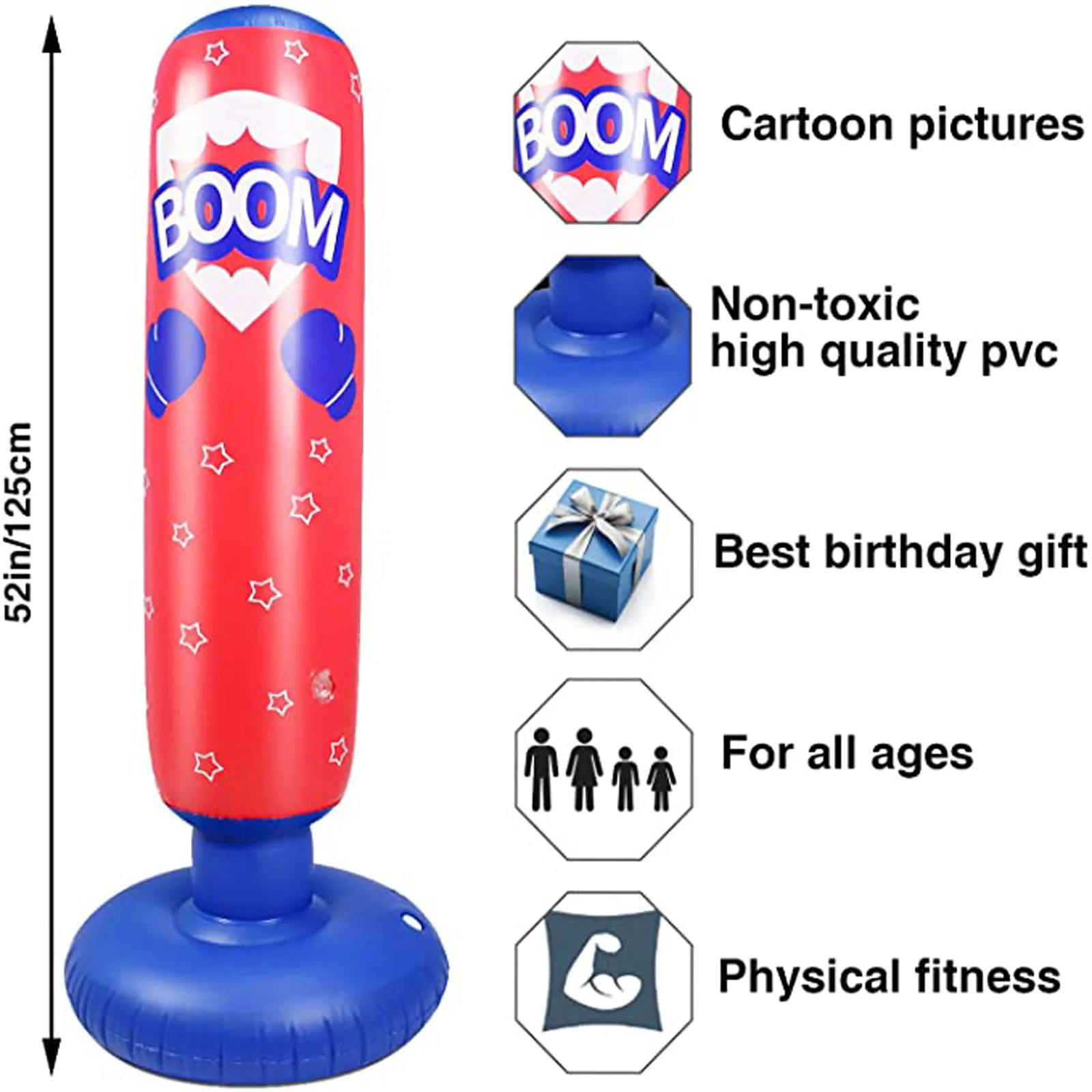 

Inflatable Punching Bagstanding Boxing Bag For Adults And Kids,free Standing Box Children Doll Toys For Kids Girl Boy Gift Jugue