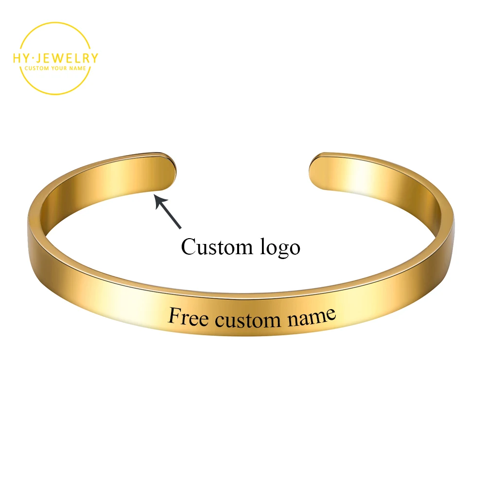 

Custom Name Bangle For Women Personalize Gold Stainless Steel Simple Cuff Bangle Men Classic Engrave Bracelets Jewelry BFF Gift