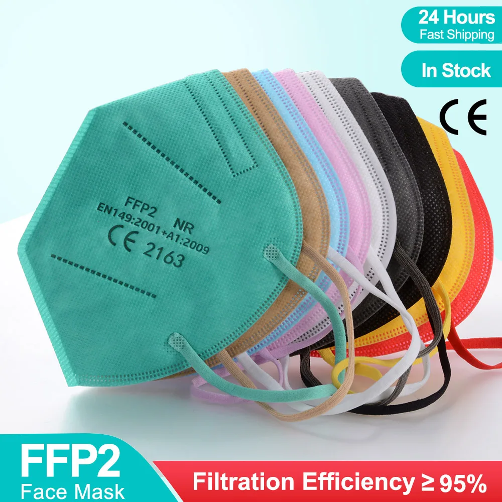 Multicolor  5 Layers KN95 Fpp2 Mascarilla approved Respirator Fabric Face Mask KN95 Filter Mouth Reuseable ffp2mask CE ffp3